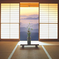 японский интерьер, японская перегородка, бумажные окна, татами, японский дом, комната