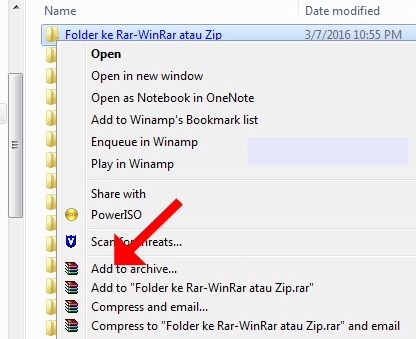 Add to archive winrar-zip