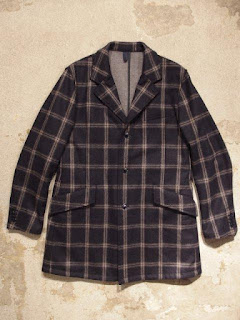 ts(s) "3 Button Long Jacket in Window Pane Plaid Wool Bonded Cloth"