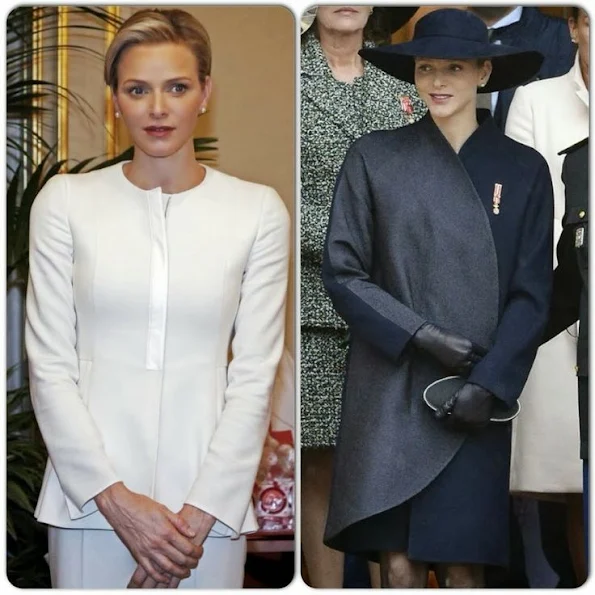Princess Charlene of Monaco wore a dress and coat by Akris