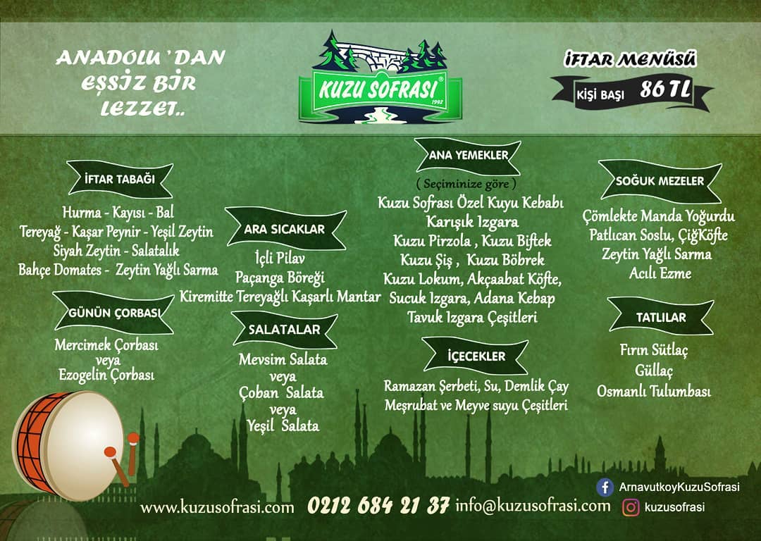 Kuzu Sofrasi Arnavutkoy Istanbul Iftar Menusu