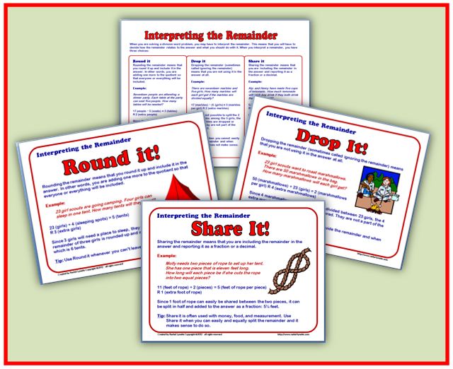Interpreting Remainders Handout and Posters - Classroom Freebies