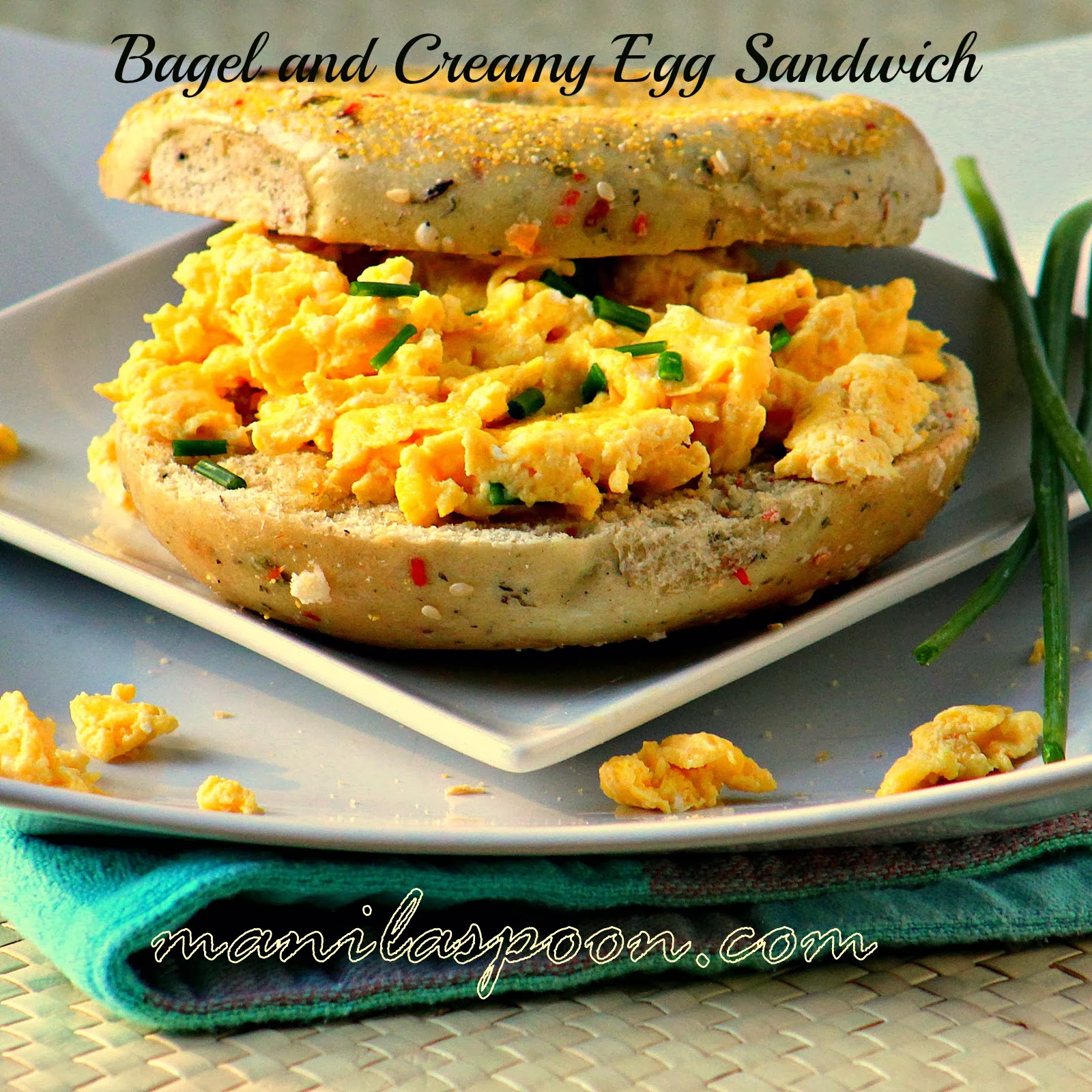 Bagel and Creamy Egg Breakfast Sandwich - Manila Spoon