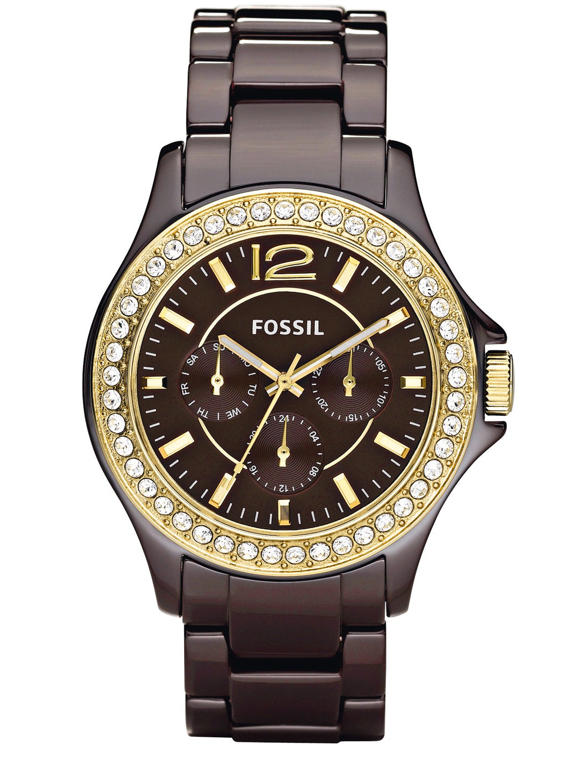Fossil Riley Ceramic Watch CE1044 - Chocolate ~ secretbargains1