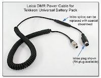 Leica DMR Power Cable for Tekkeon Universal Battery Pack - Inline Connector
