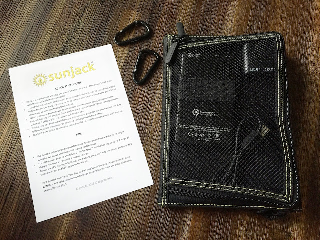 SunJack 14W Portable Solar Charger kit contents