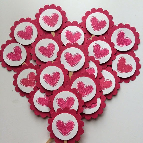 Valentine Heart Mini Cupcake Toppers
