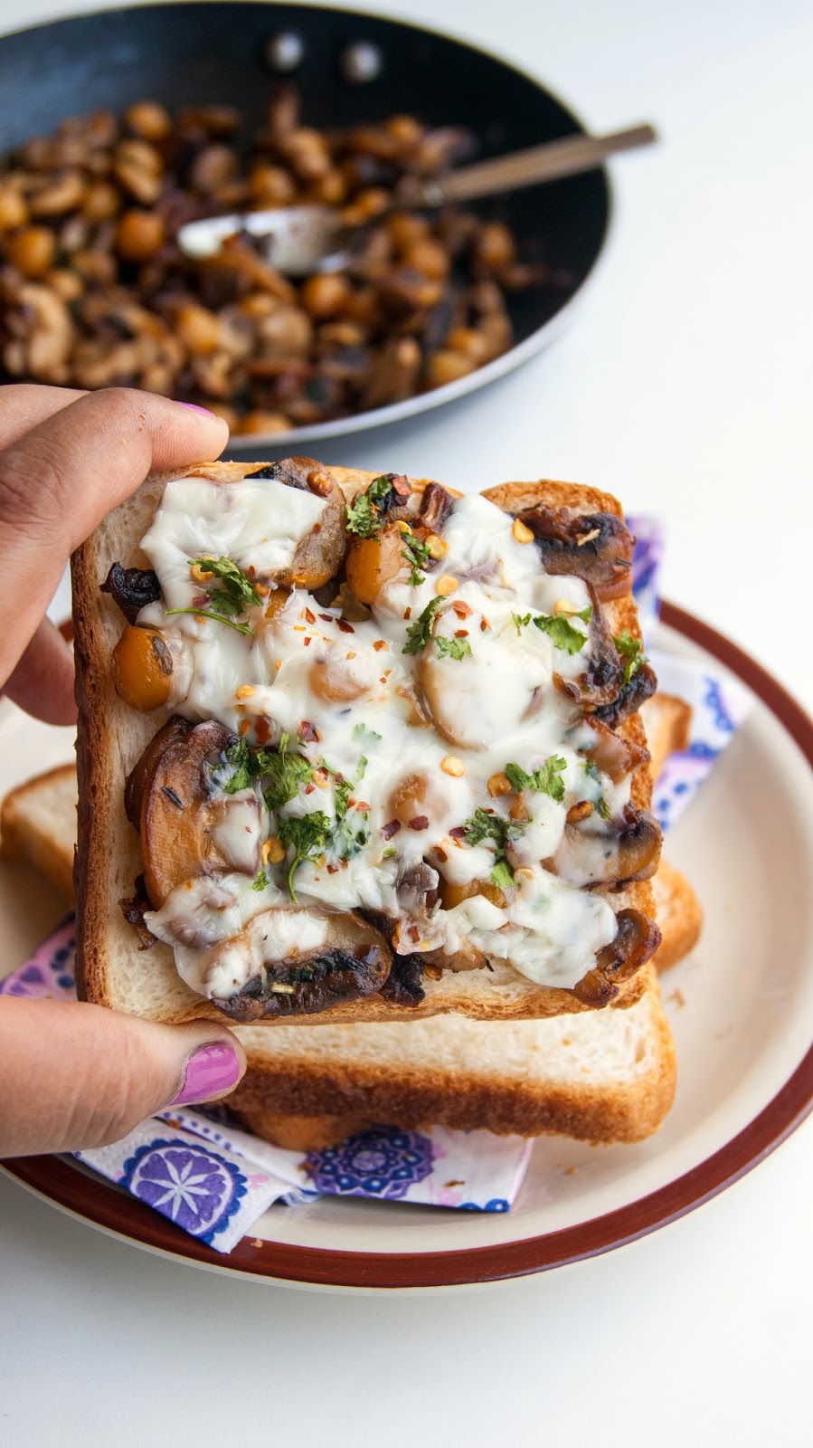 Always Hungry Mushroom and chickpea open faced sandwich