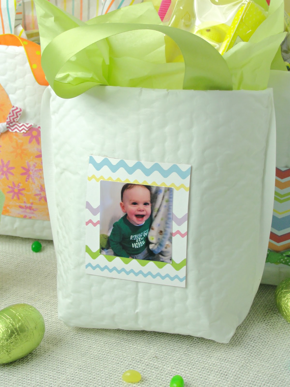 white gift bag made from a large padded envelope