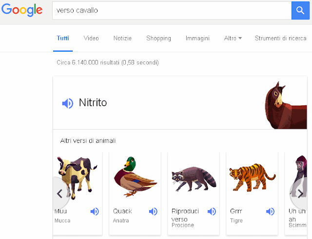 Versi degli animali ricerche Google