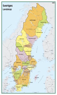 Karta över Sveriges Landskap Regionen | Karta över Sverige, Geografisk