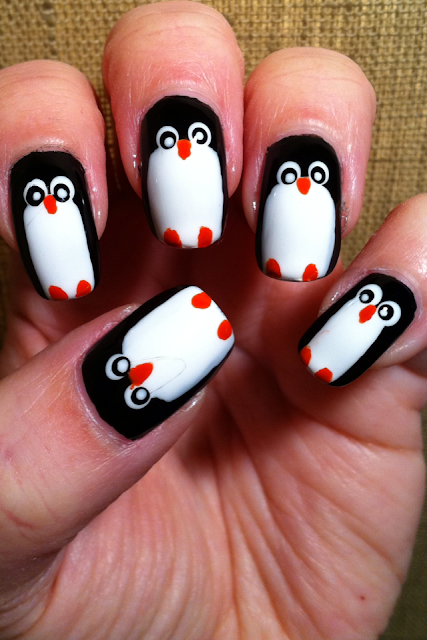 Little Miss Nailpolish: Penguin nails for NailArt Sunday - swatches and ...