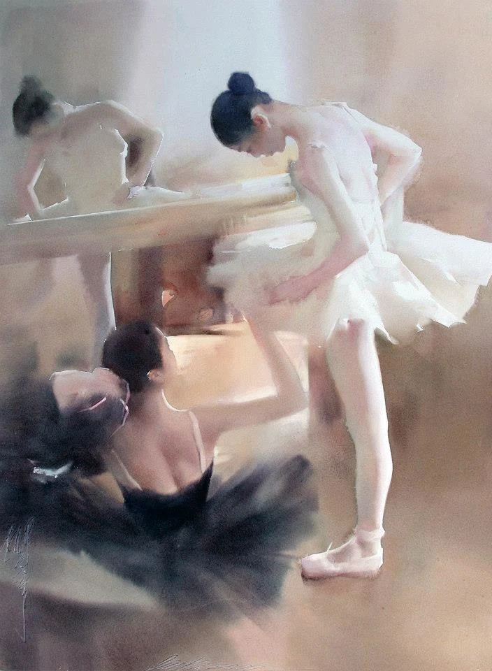 Liu Yi 1958 | Chinese Figurative Watercolour painter | The Ballet dancer