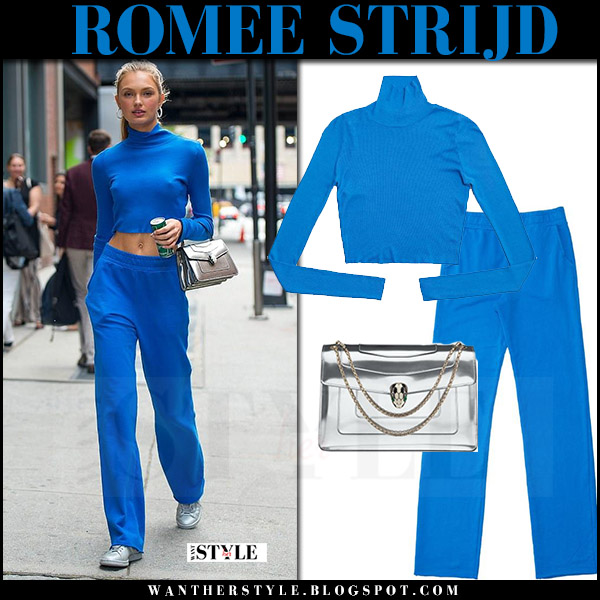 bright blue sweatpants