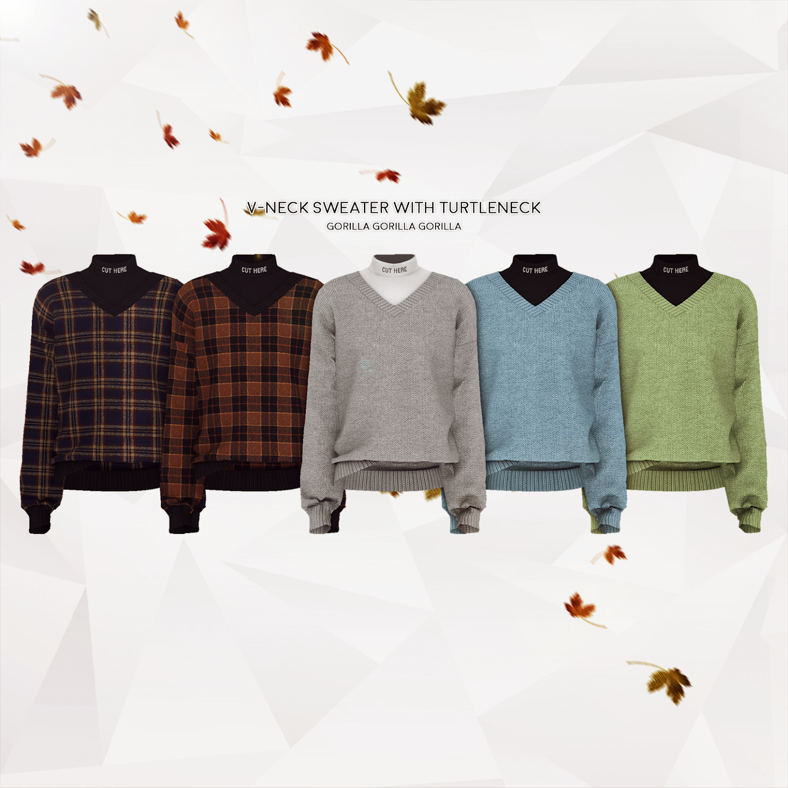 V neck turtleneck sweater Clearance