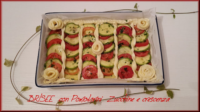 torta salata briseè con pomodorini,zucchine e crescenza