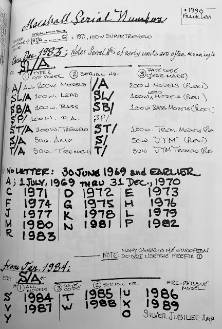 Marshall Serial Number Date Code Plexi Tube Amp