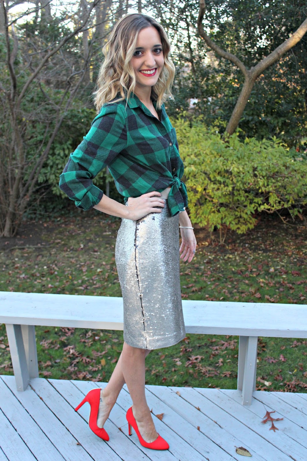 sequin & flannel holiday look