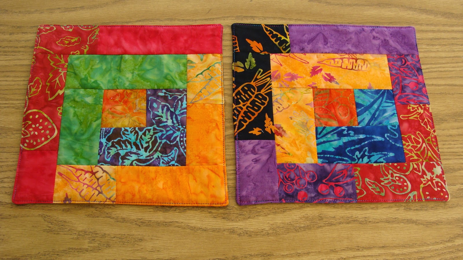 cinnamon holiday Log cabin mug rugs and a quilt card