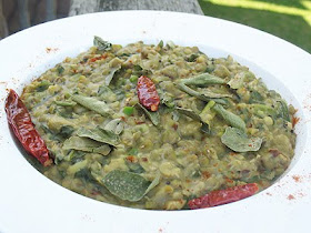 mung beans with mustard greens