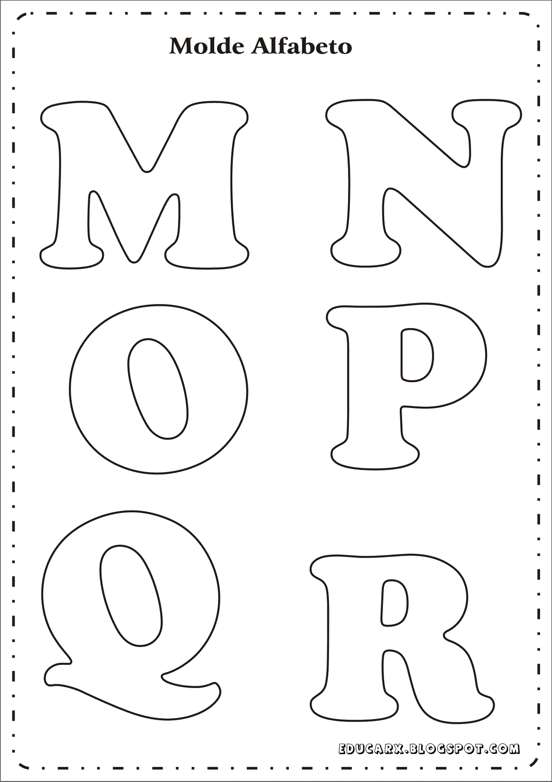 Modelo de letras para cartaz m n o p q r