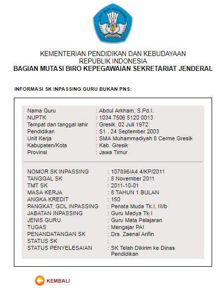 melihat sk penyetaraan guru di internet tehnomac