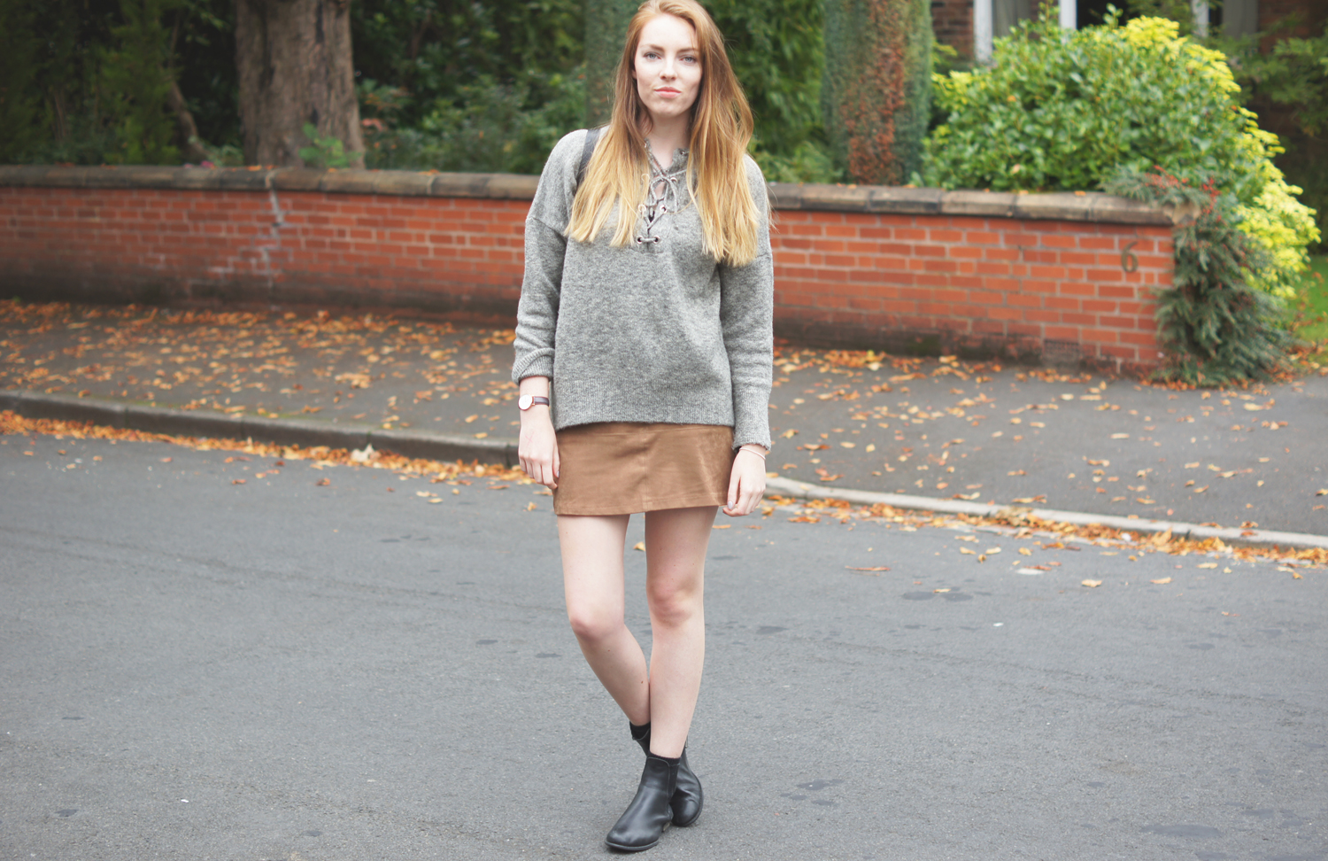 lace up grey jumper