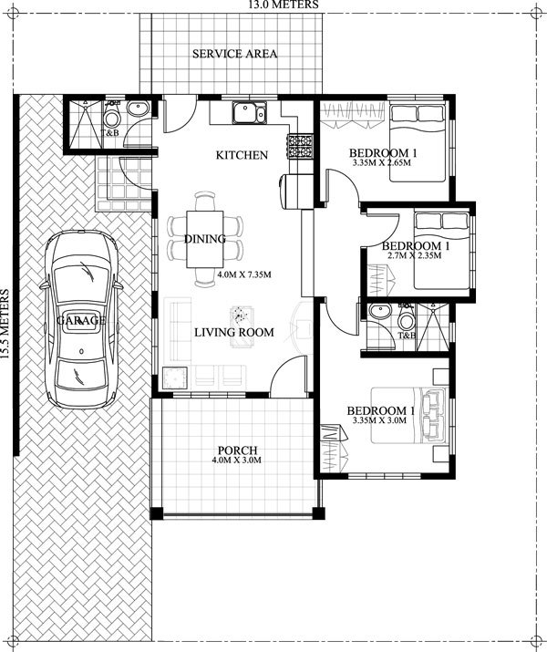 Looking for house floor plans online has made considering the perfect plan easier and less time consuming since thousands of ready-made house plans are just a click away. The easiest way to find house plans that meet all of your needs is to first determine with your budget, the style and design of house you like. Take a look at this free house floor plan for your inspiration.  Sponsored Links    TWO BEDROOM SMALL HOUSE DESIGN                     SPECIFICATIONS: Total floor area: 61 square meters Total lot area: 134 square meters Lot width: 10 meters Lot depth: 16.7 meters Bedroom: 2 Bathroom: 2 Kitchen: 1  SOURCE: www.pinoyeplans.com  Advertisements Sabrina – One Storey Single Attached           SPECIFICATIONS: Total floor area: more or less 100 square meters Total floor area: 13 meters by 15.5 meters Bedroom: 3 Batroom: 1 Kitchen: 1  SOURCE: amazingarchitecture.net   Sponsored Links  Dominic One Storey House Plan           SPECIFICATIONS: Total floor area: 100 m² Total lot area: 202 m² (13 x 15.53 m) Bedroom: 3 Bathroom: 1 Kitchen: 1  SOURCE: amazingarchitecture.net  RELATED POSTS: