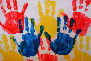 hand prints in paint