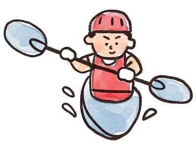 カヌーを漕いでいる人のイラスト(スポーツ)