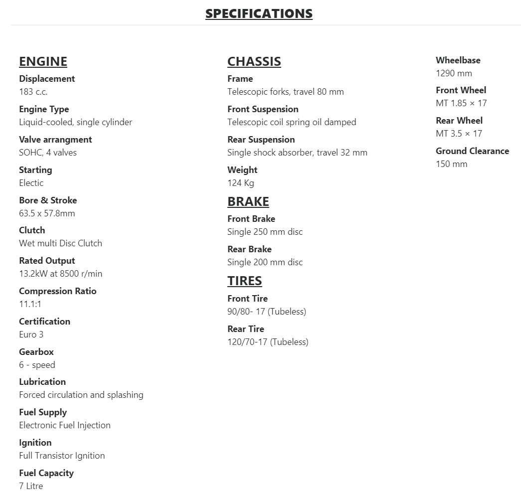 sym motorcycle 185cc