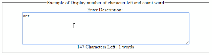 Display number of character left and count word in asp.net multiline textbox using Jquery plugin