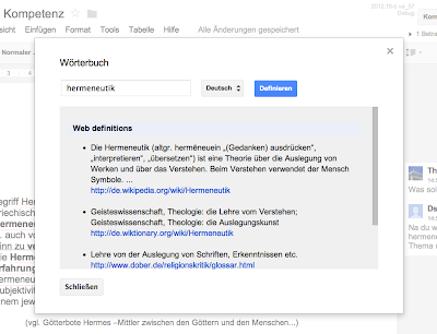 Google Docs - die Wörterbuchfunktion
