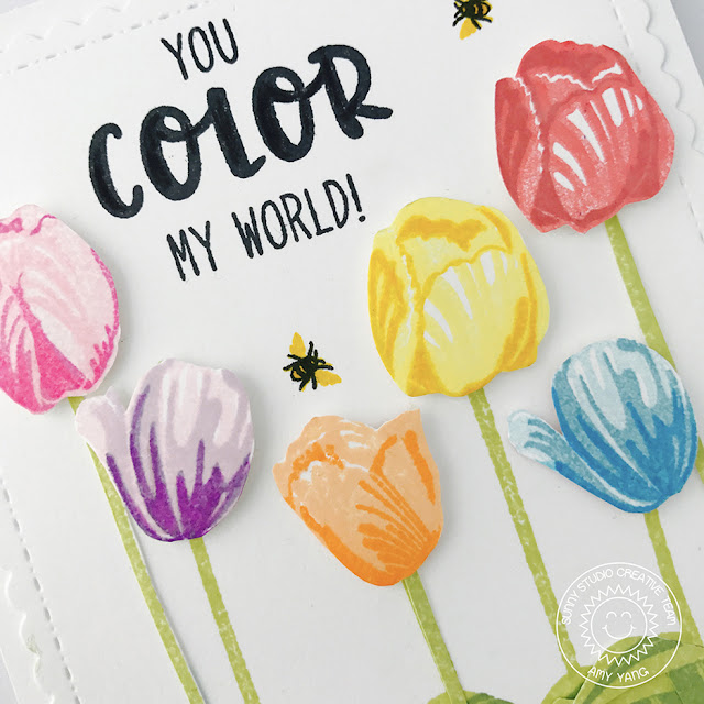 Sunny Studio Stamps: Timeless Tulips and Froggy Friends Birthday Cards by Amy Yang