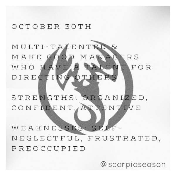 Astrology Scorpio Born on October 30, Horoscope