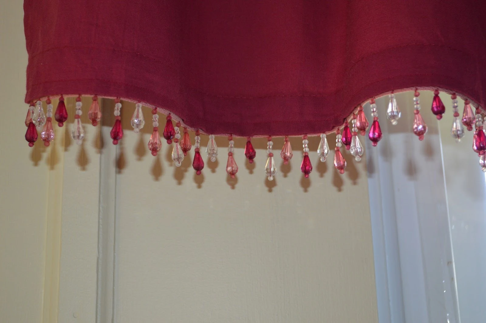 Red valances with red crystals