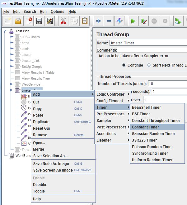 Bean Test JMeterTimer