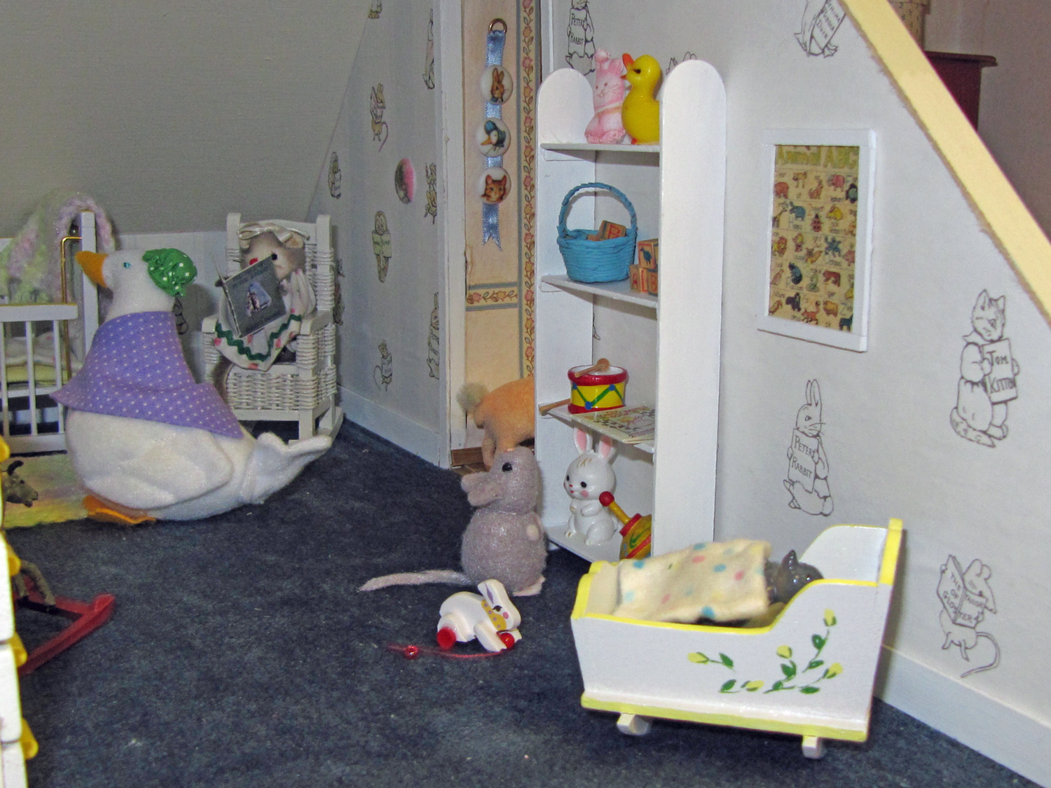 River City Readers for Kids Dollhouse Nursery and Upstairs Hall