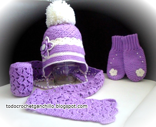 Conjunto de bufanda y mitones