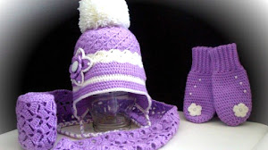 Conjunto de gorro, bufanda y mitones crochet