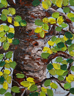 trees in art, trees on canvas, Jill Saur