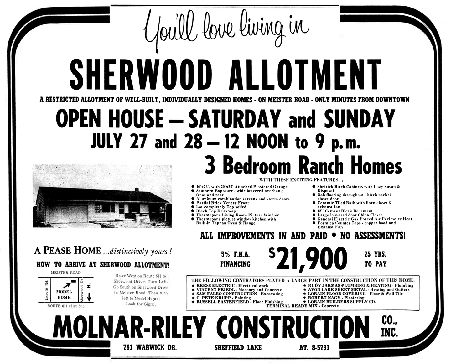 Brady's Bunch of Lorain County Nostalgia Sherwood Allotment Ad July