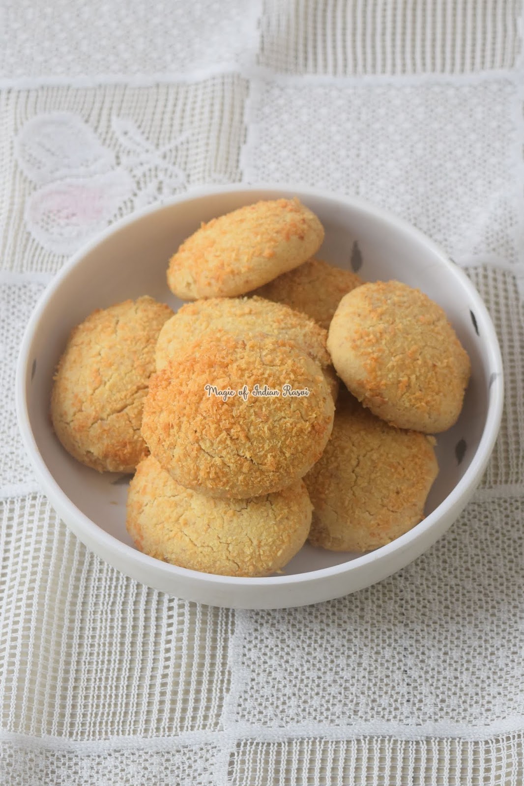 Almond Semolina Cookies - Wheat Flour & Badam Nankhatai Recipe - गेहू, रवा और बादाम की नानखटाई - Priya R - Magic of Indian Rasoi