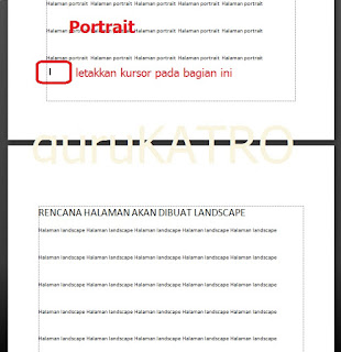 CARA MEMBUAT HALAMAN PORTRAIT DAN LANSCAPE DALAM SATU DOCUMENT WORD