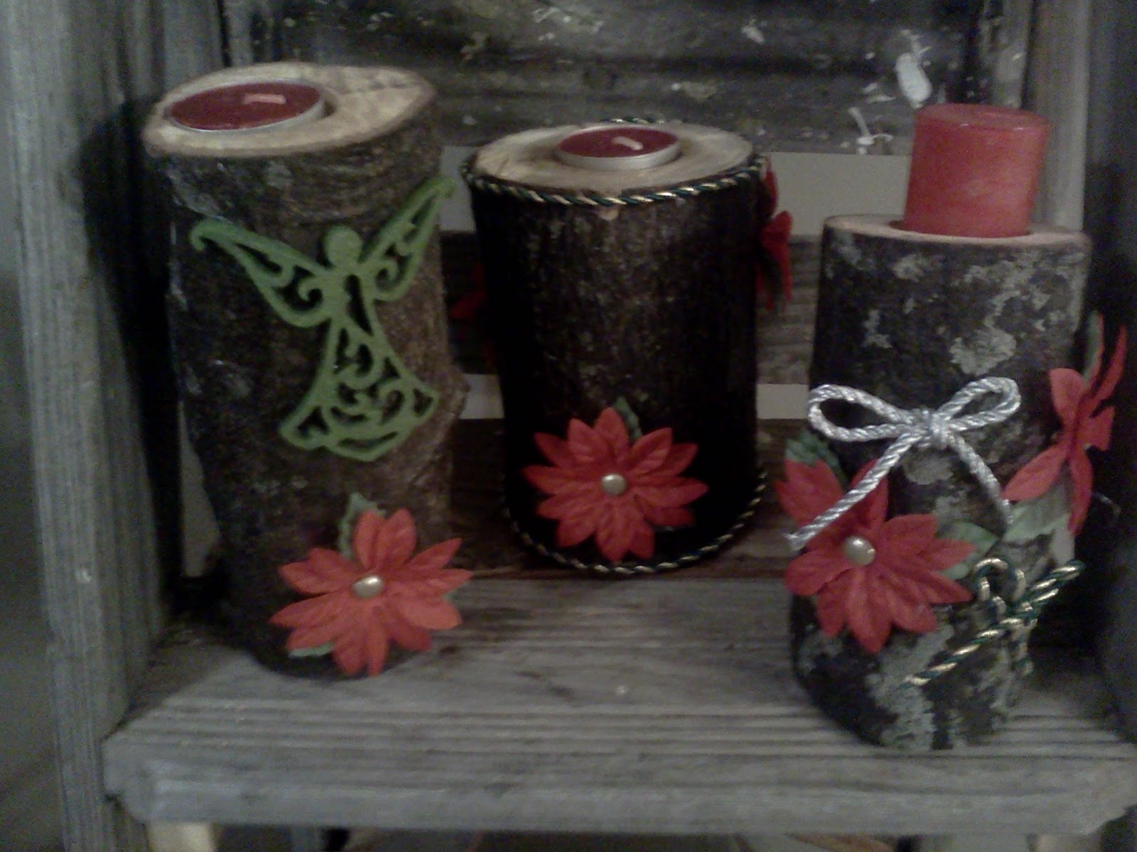 Handmade Rustic & Log Furniture Holiday Candle Holders