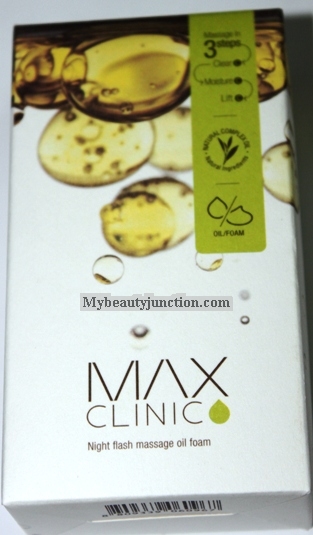 Max Clinic Night Flash Massage Oil Foam cleanser review, usage, photos