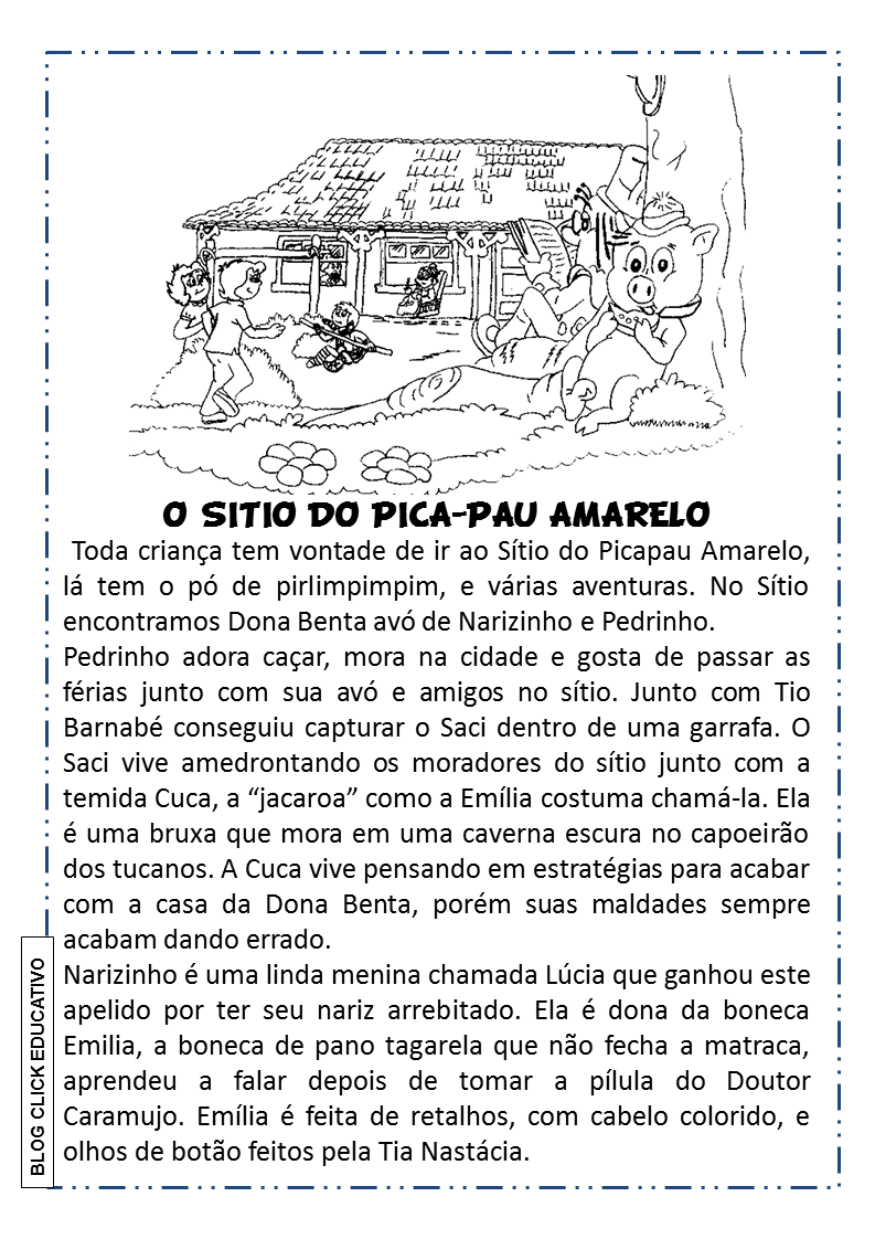 Click Educativo Texto do Sítio do Picapau Amarelo para imprimir e colorir Click Educativo Texto do Sítio do Picapau Amarelo para imprimir e colorir