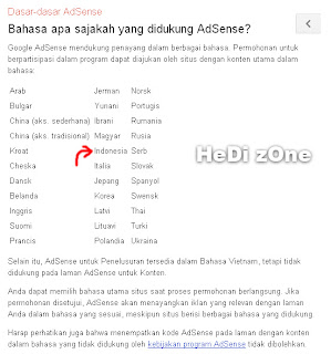 Google Adsense Sudah Support Bahasa Indonesia