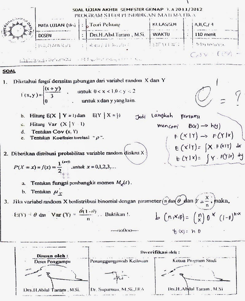 KUMPULAN SOAL UAS SEMESTER 4 PRODI PENDIDIKAN MATEMATIKA