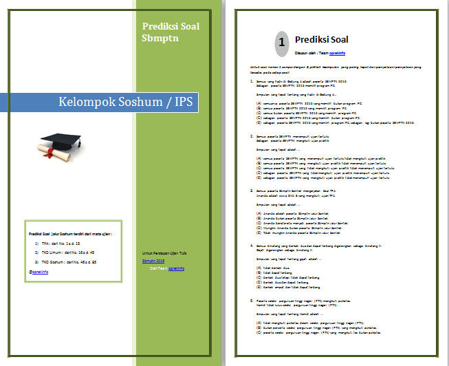 CONTOH SOAL SBMPTN JALUR SOSHUM TERBARU | Contoh Makalah Kita
